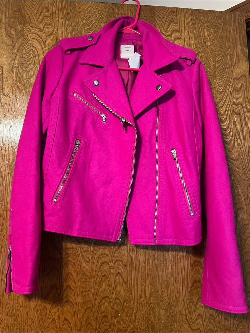 GAP Hot Pink Asymmetrical Zip Moto Jacket